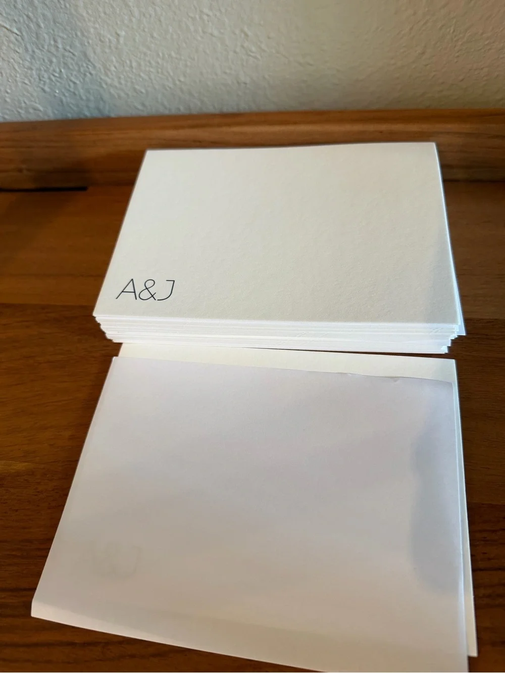 NWT luxury custom stationary set brand new high end a&j monogram cards and env.